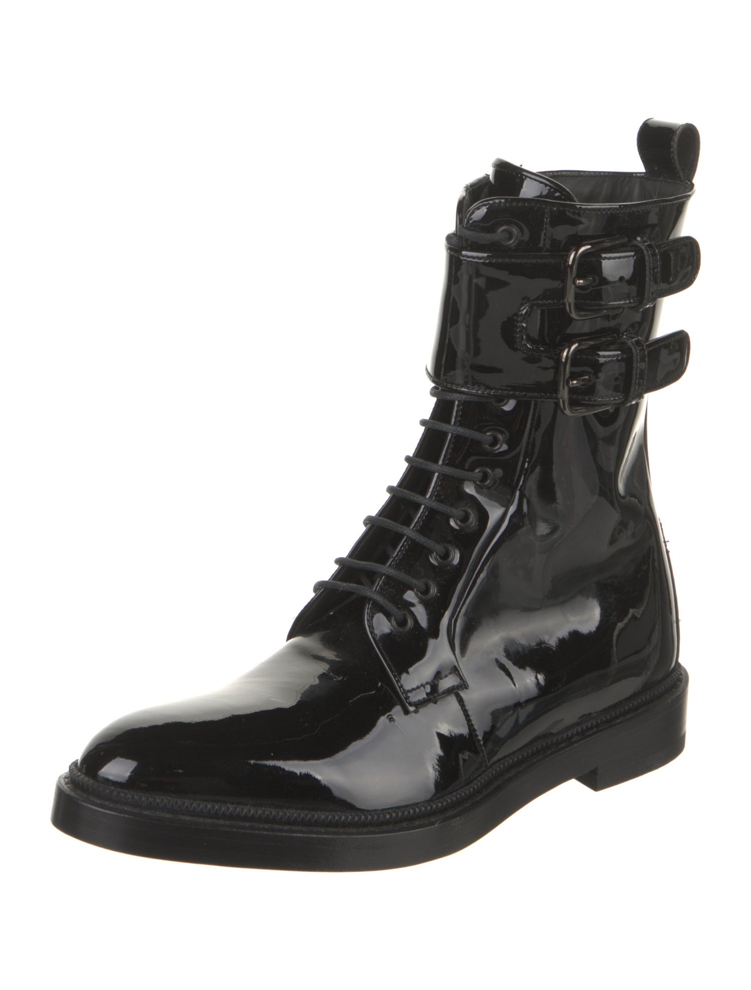 Paul Andrew Patent Leather Combat Boots