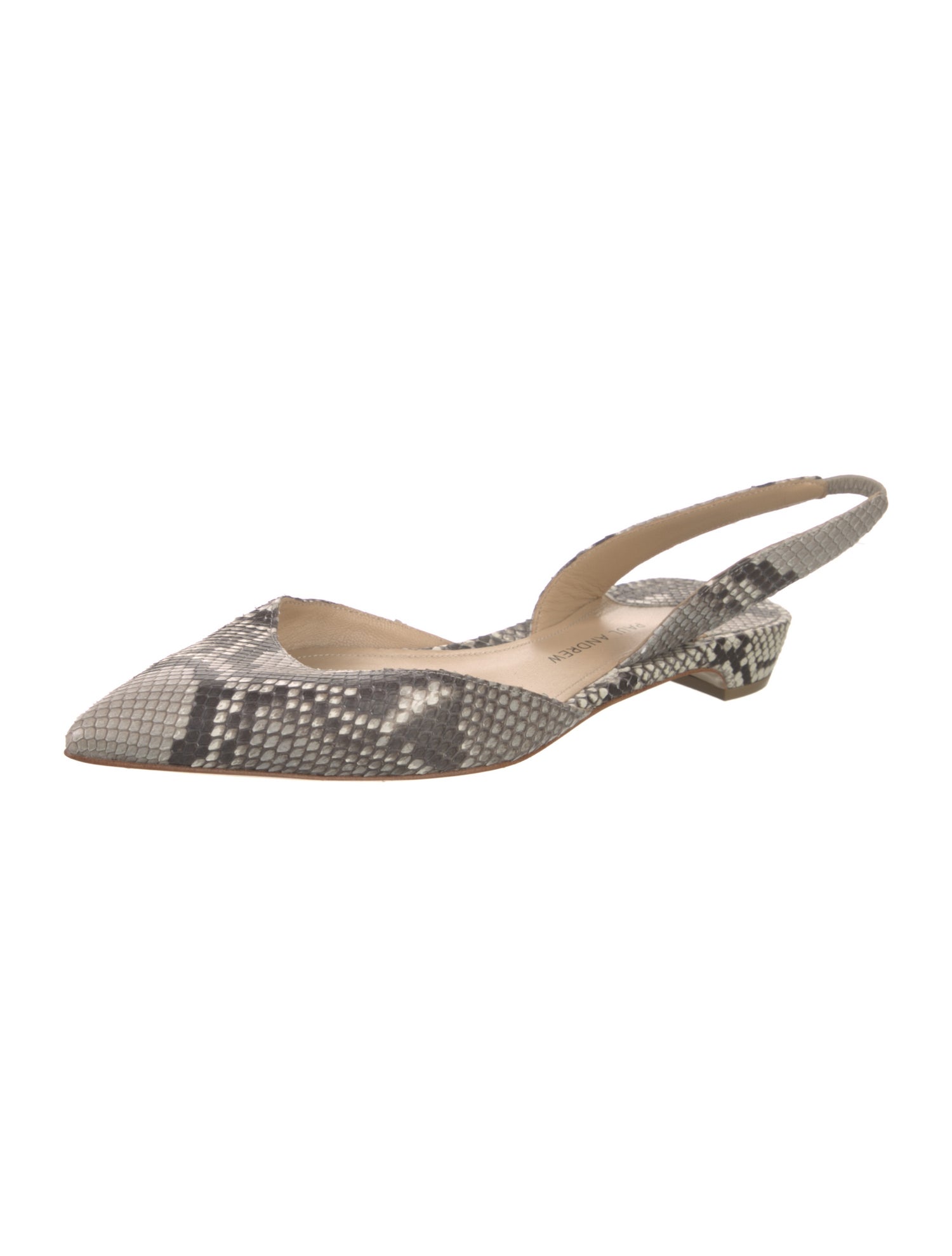 Paul Andrew Snakeskin Animal Print Slingback Flats