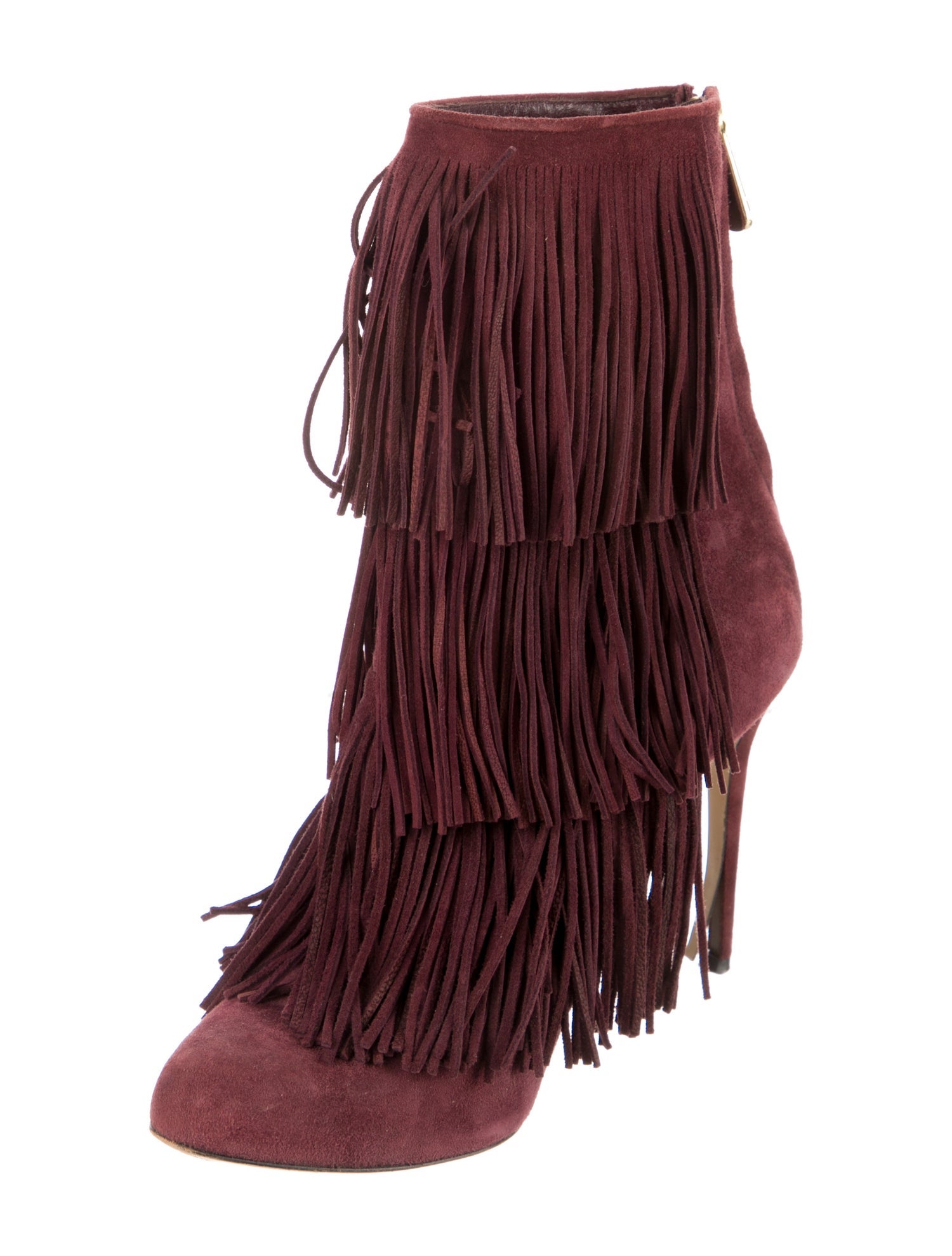 Paul Andrew Suede Fringe Trim Accent Lace-Up Boots