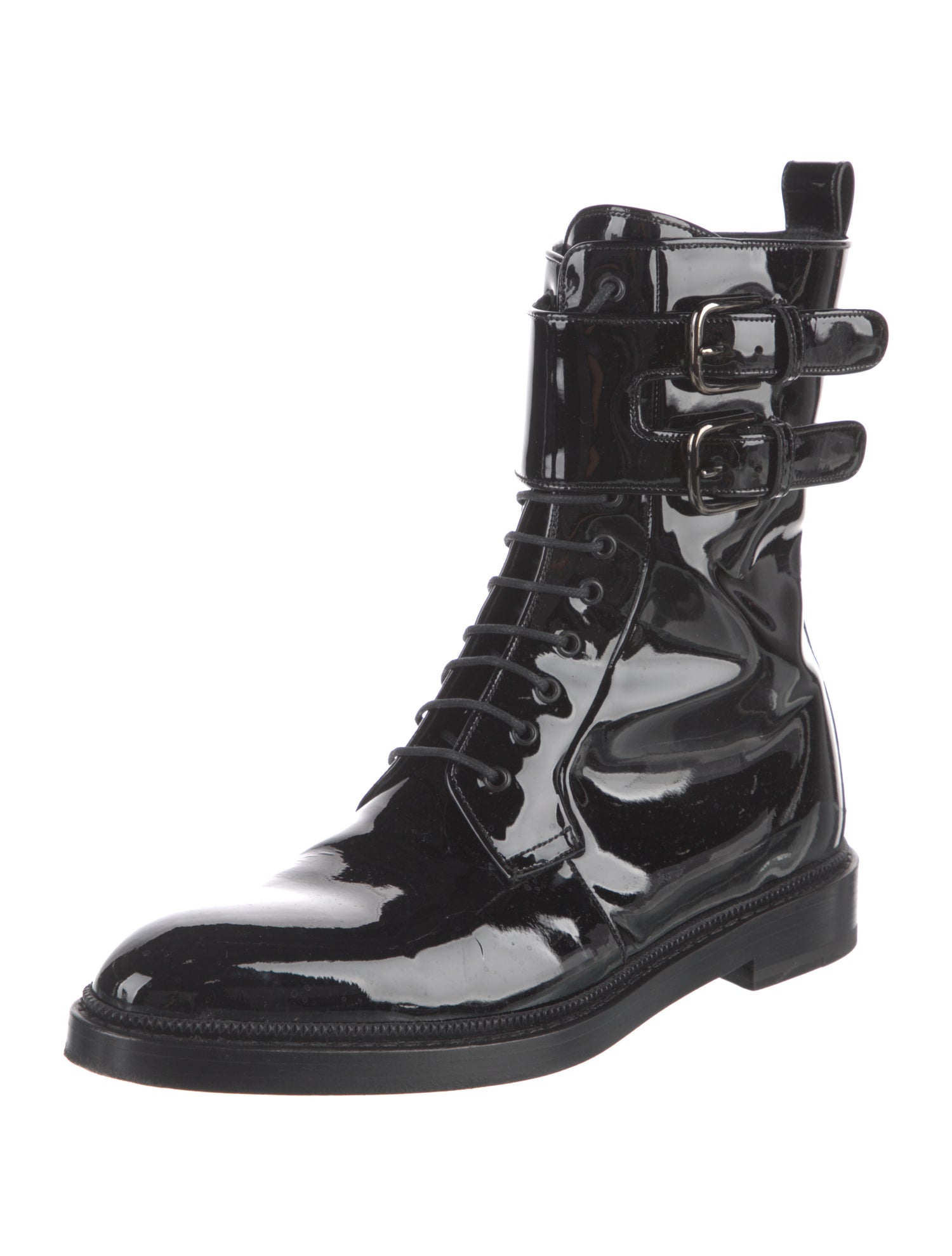 Paul Andrew Patent Leather Combat Boots