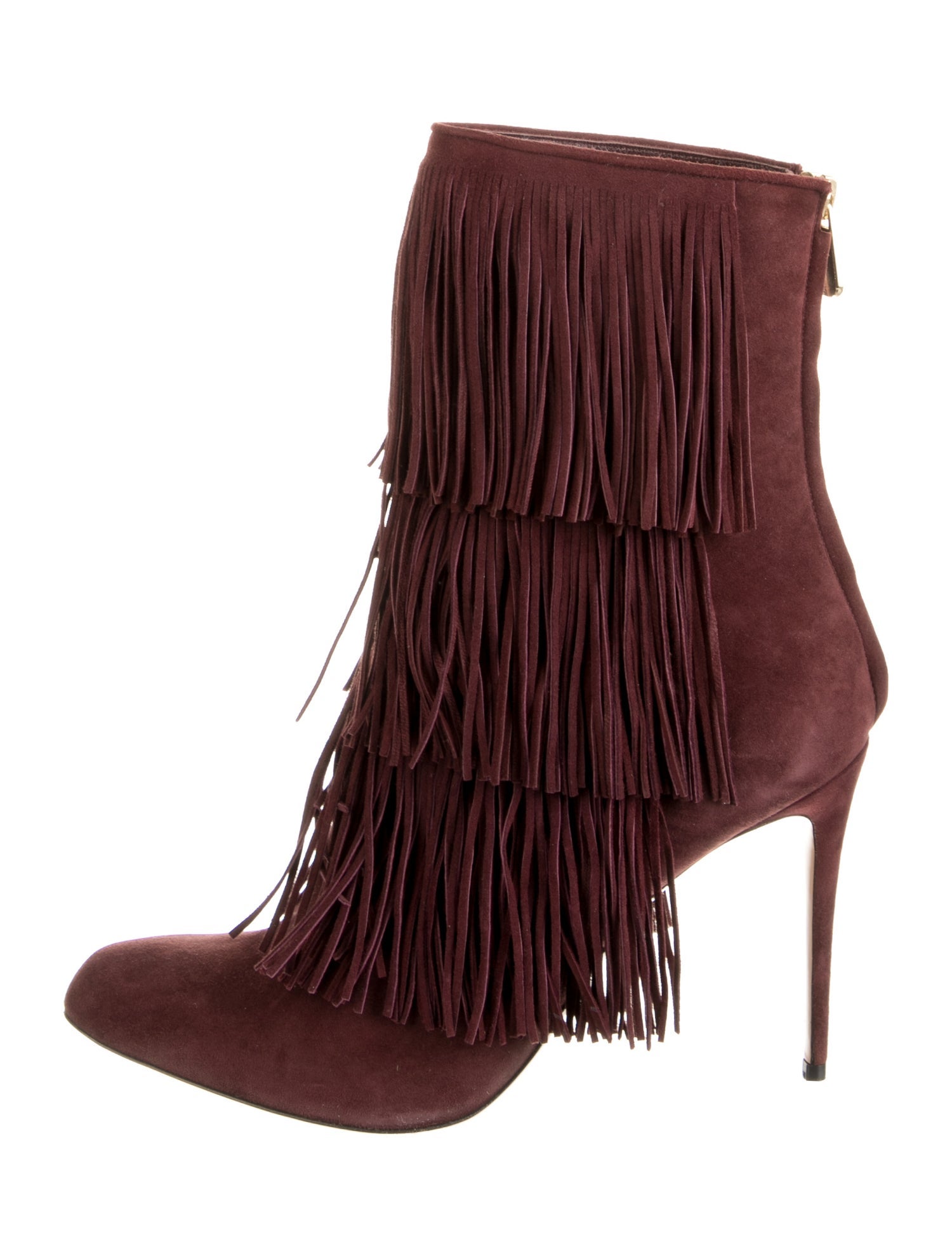 Paul Andrew Suede Fringe Trim Accent Boots