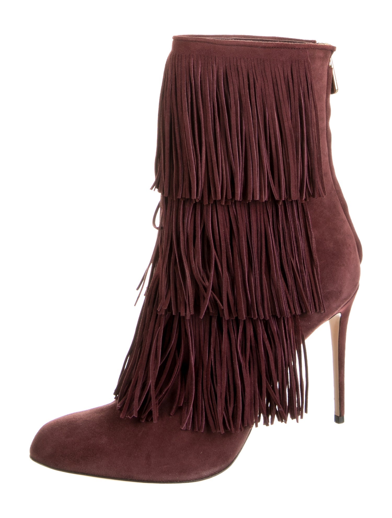 Paul Andrew Suede Fringe Trim Accent Boots