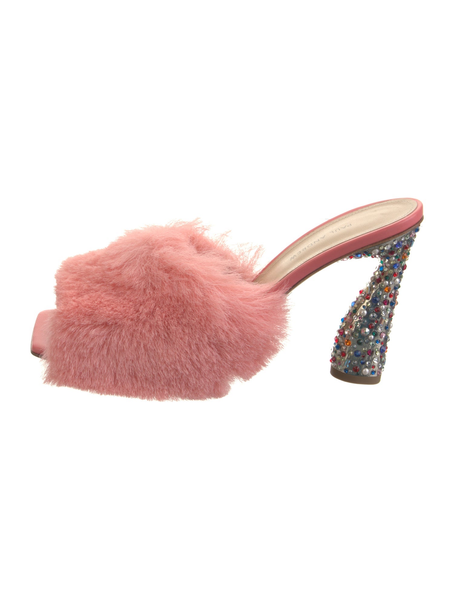 Paul Andrew Shearling Crystal Embellishments Slides