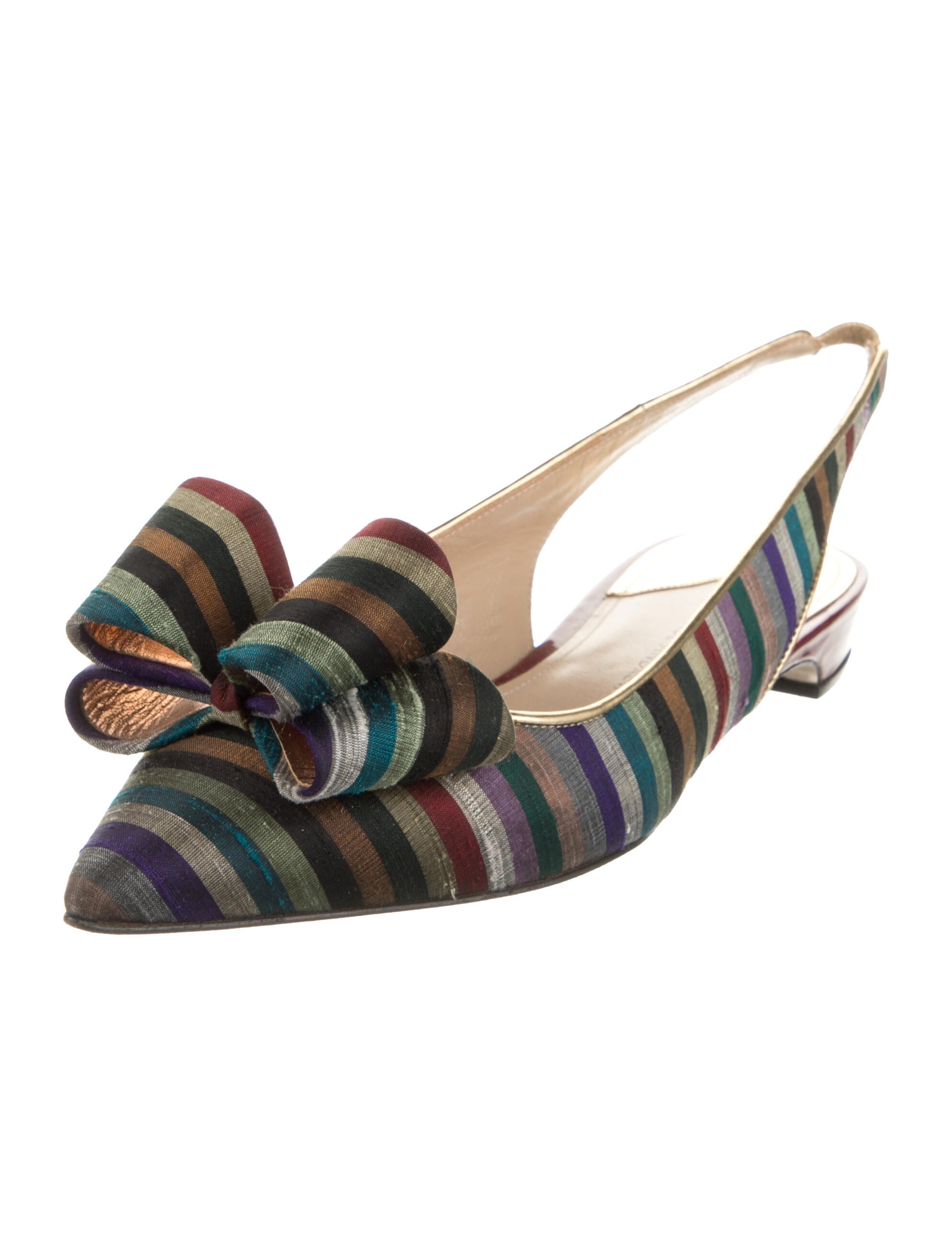 Paul Andrew Striped Bow Accents Flats