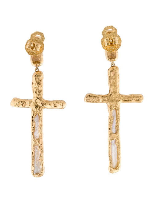 Pacharee Pearl Cross Drop Earrings