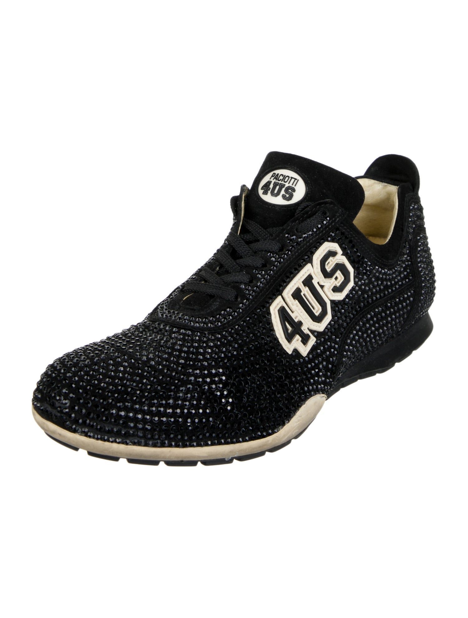 Paciotti Leather Crystal Embellishments Athletic Sneakers