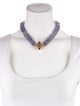 Paula Crevoshay 18K Dyed Chalcedony, Tourmaline & Amethyst Bead Double Strand Pendant Necklace