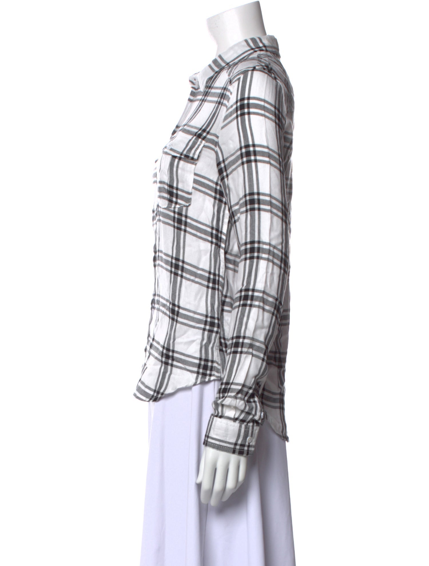 Paige Gamble Plaid Print Long Sleeve Button-Up Top