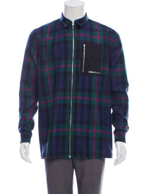 Palm Angels Wool Shirt Jacket navy