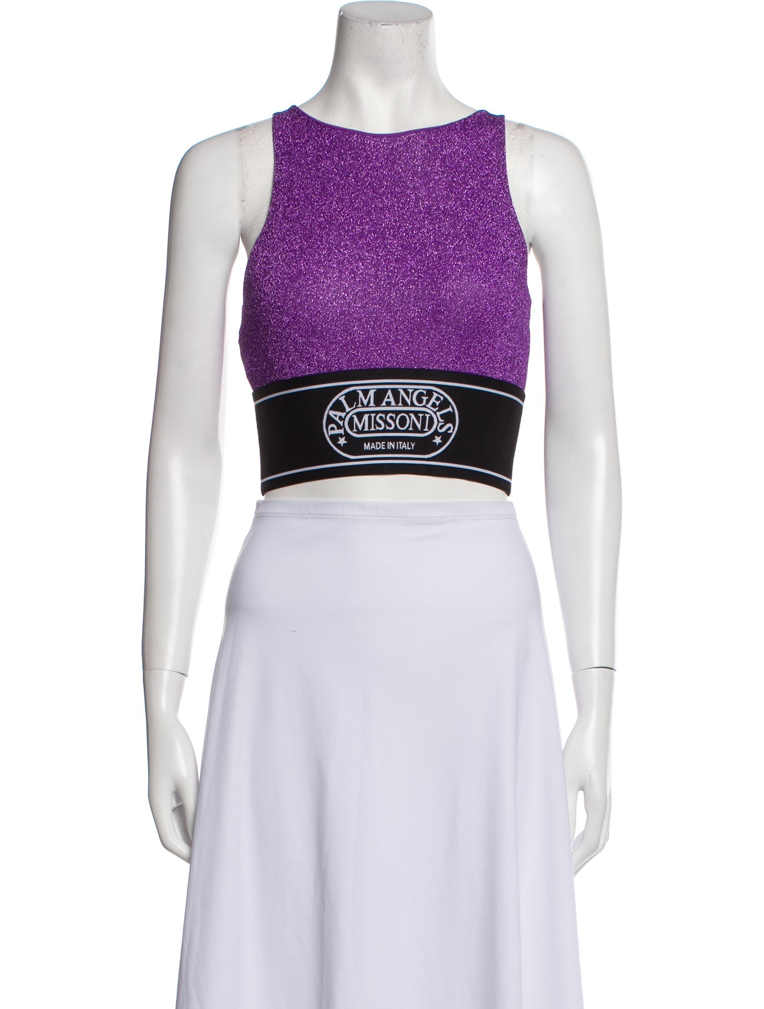 Palm Angels Graphic Print Bateau Neckline Crop Top w/ Tags