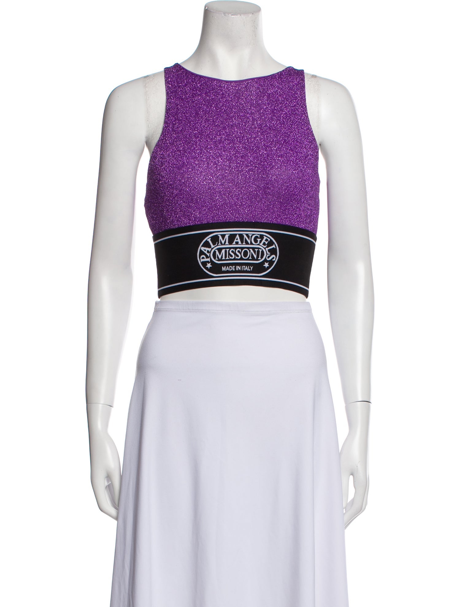 Palm Angels Graphic Print Bateau Neckline Crop Top w/ Tags