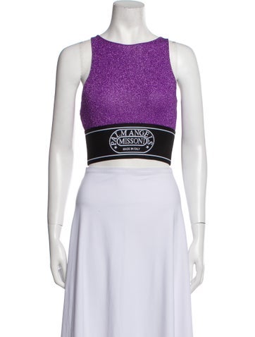 Palm Angels Tops Graphic Print Bateau Neckline Crop Top M