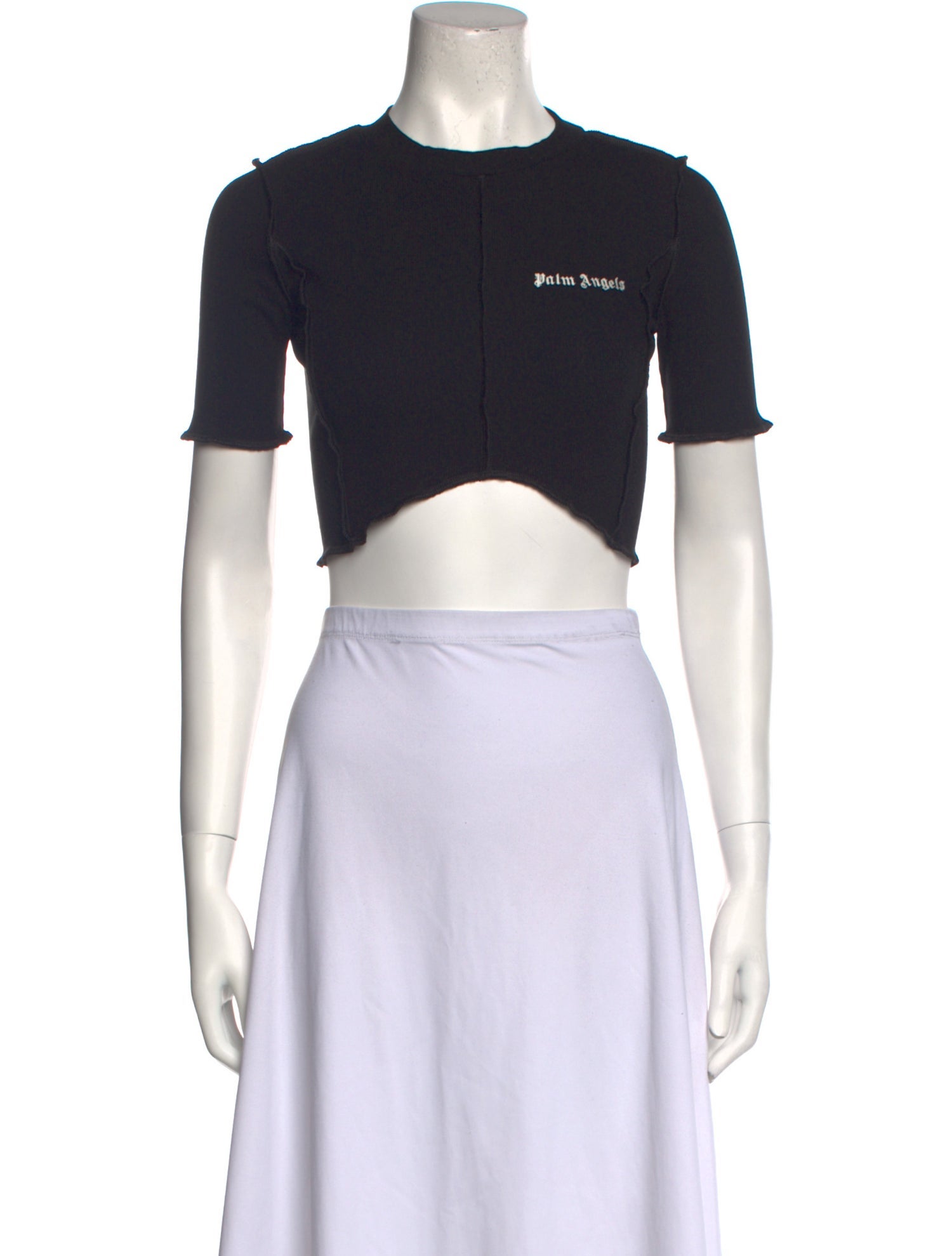 Palm Angels Graphic Print Crew Neck Crop Top