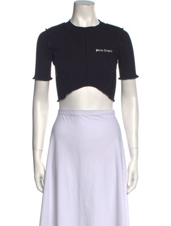 Palm Angels Graphic Print Crew Neck Crop Top
