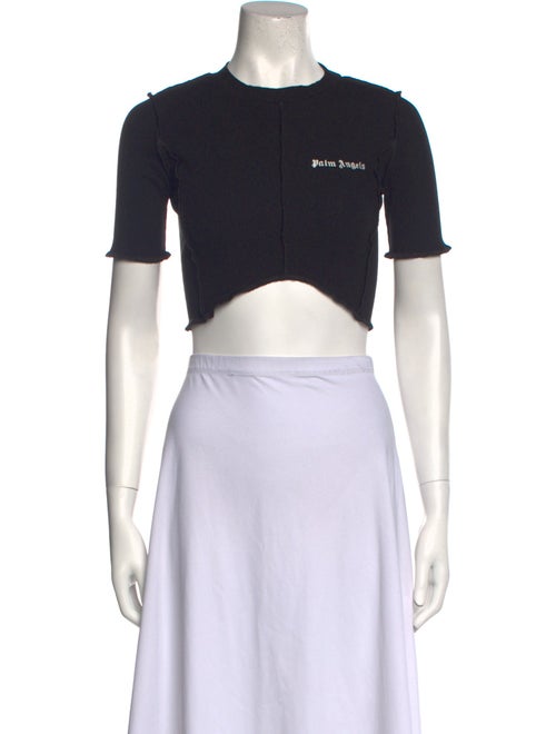 Palm Angels Graphic Print Crew Neck Crop Top