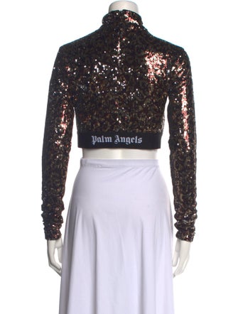 Palm Angels Turtleneck Long Sleeve Crop Top