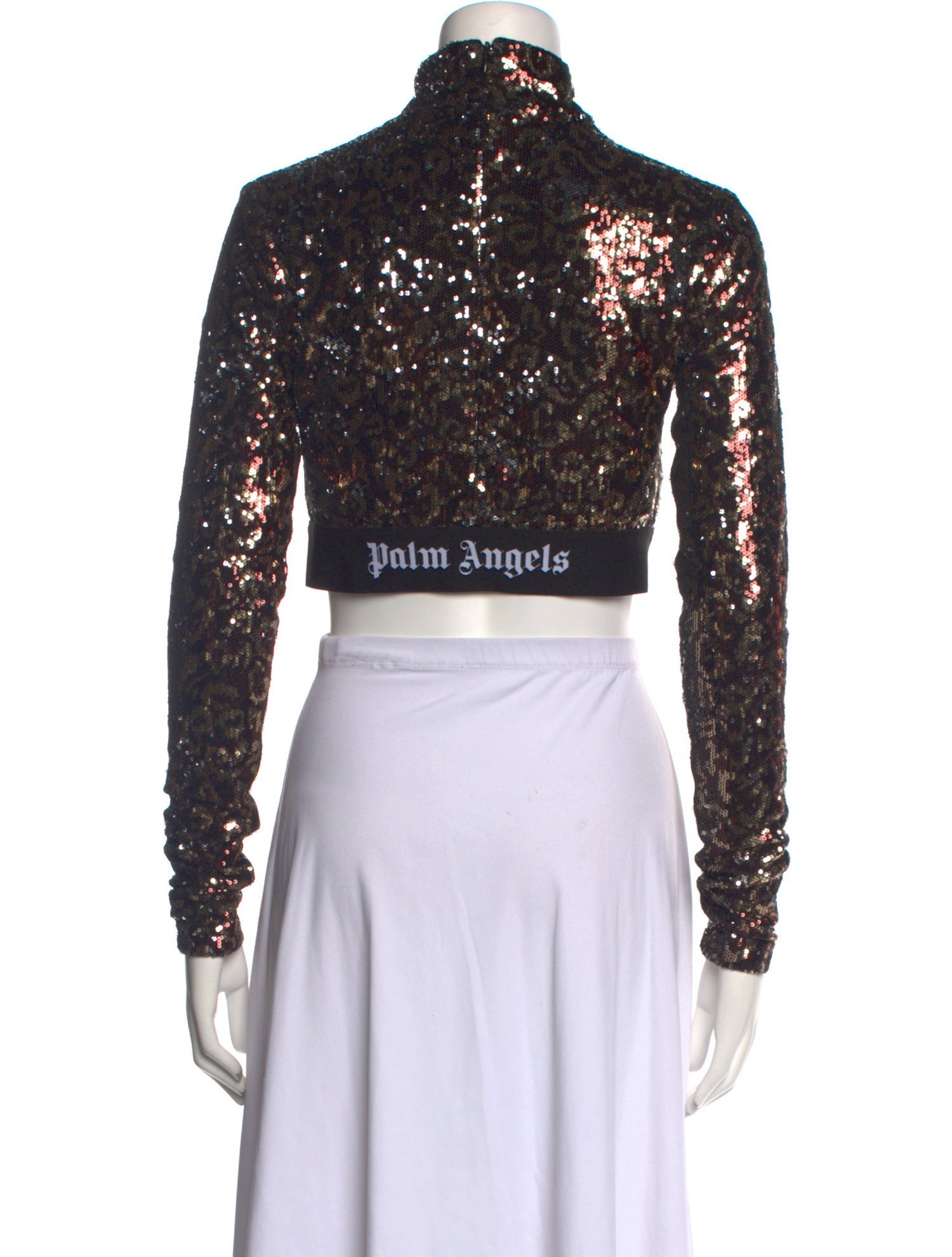 Palm Angels Turtleneck Long Sleeve Crop Top