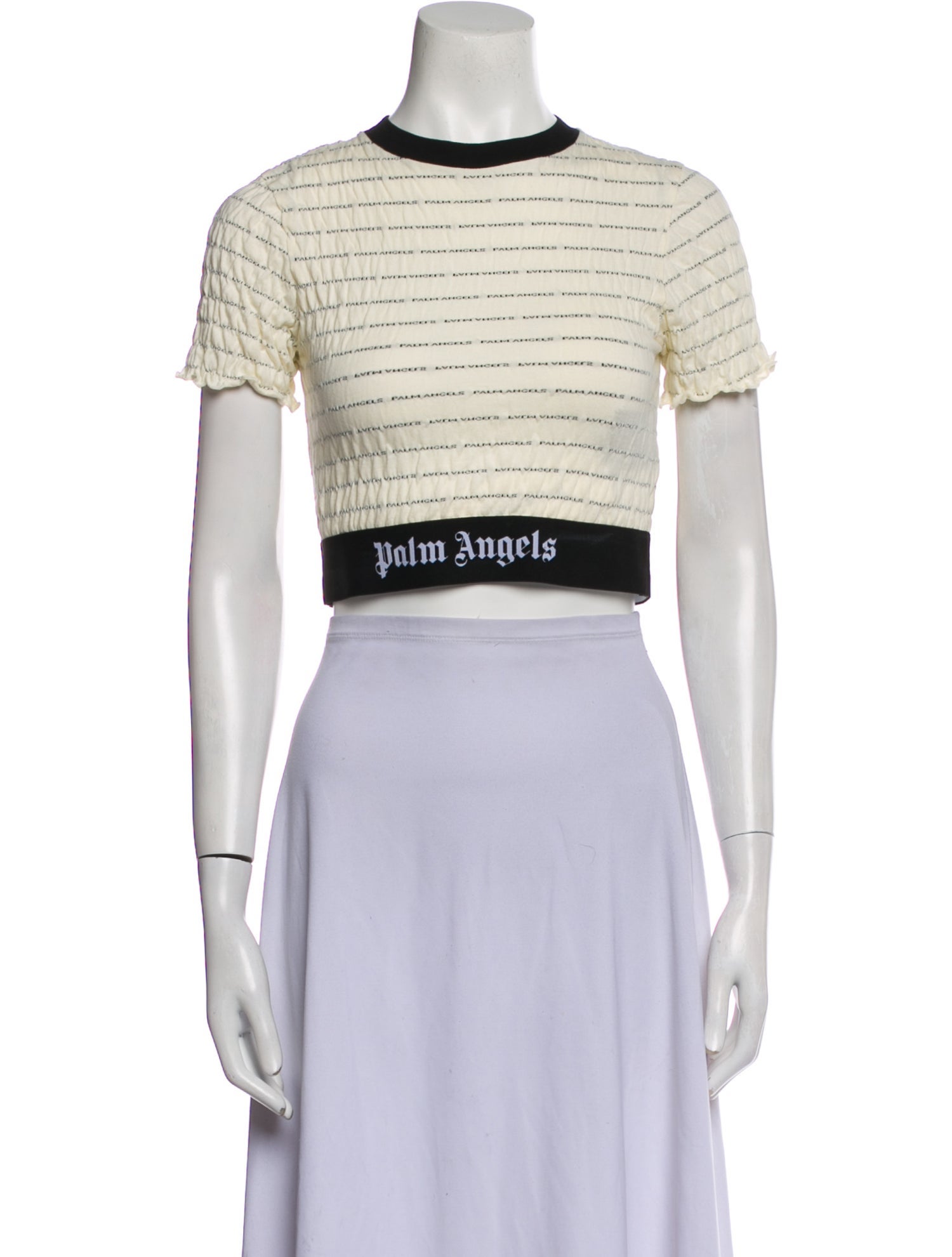 Palm Angels Striped Crew Neck Crop Top