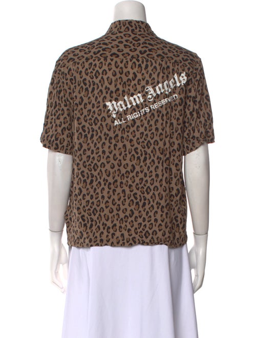 Palm Angels Animal Print Short Sleeve Button-Up Top