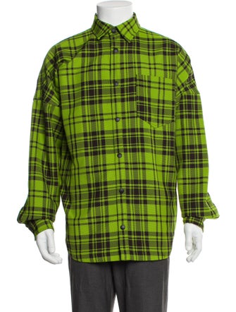Palm Angels Plaid Print Long Sleeve Shirt