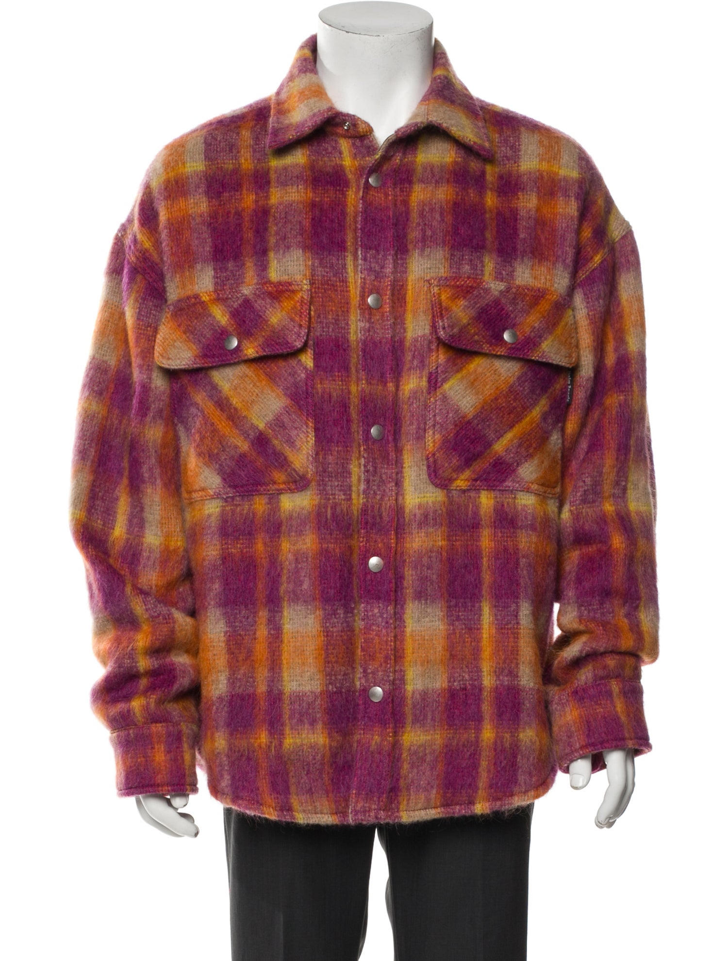 Palm Angels Virgin Wool Plaid Print Trucker Jacket w/ Tags