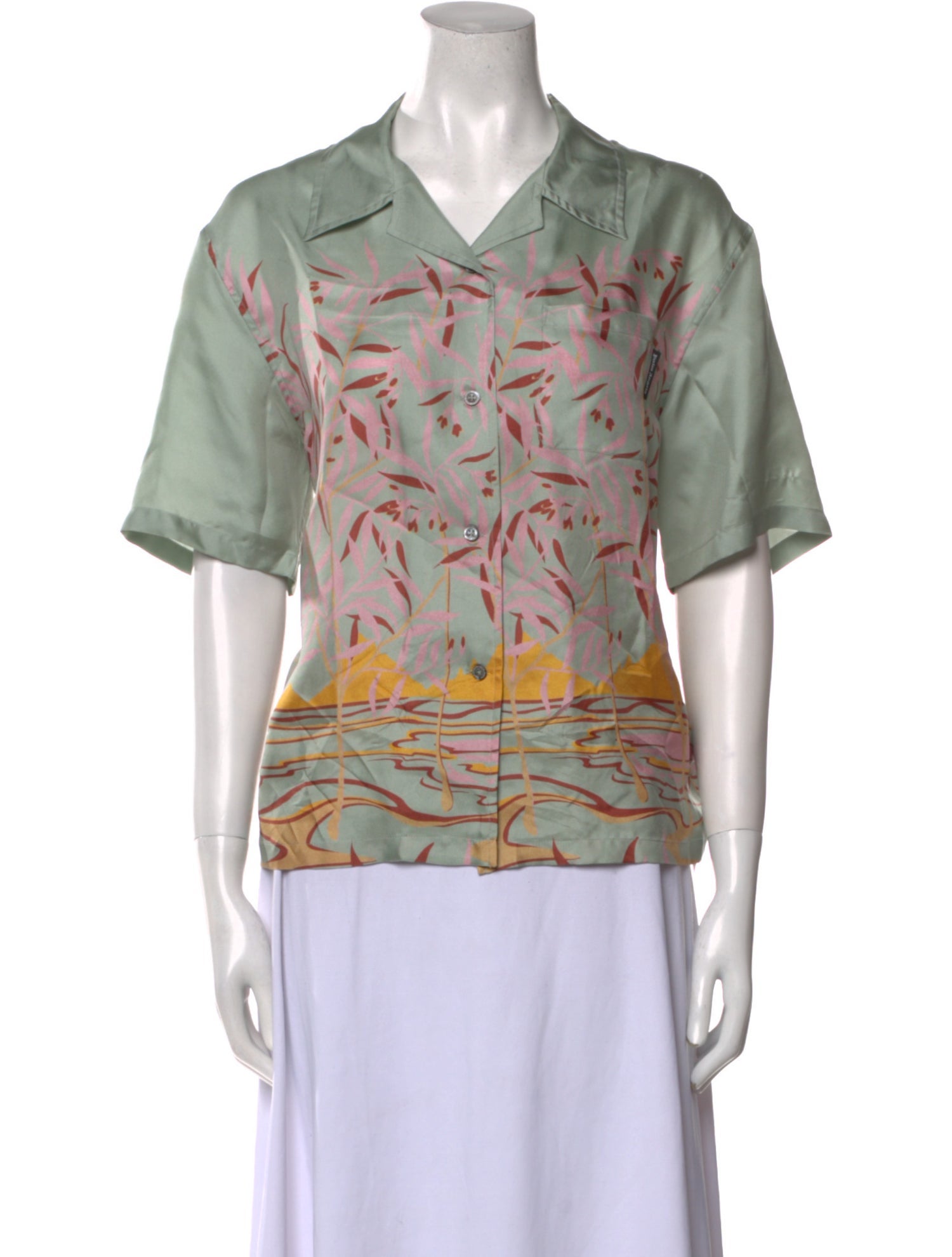 Palm Angels Silk Printed Button-Up Top
