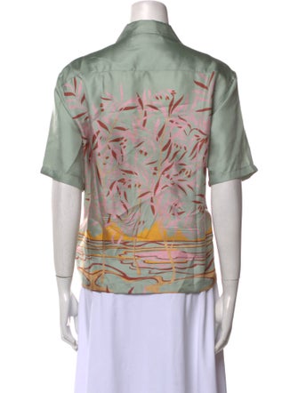 Palm Angels Silk Printed Button-Up Top