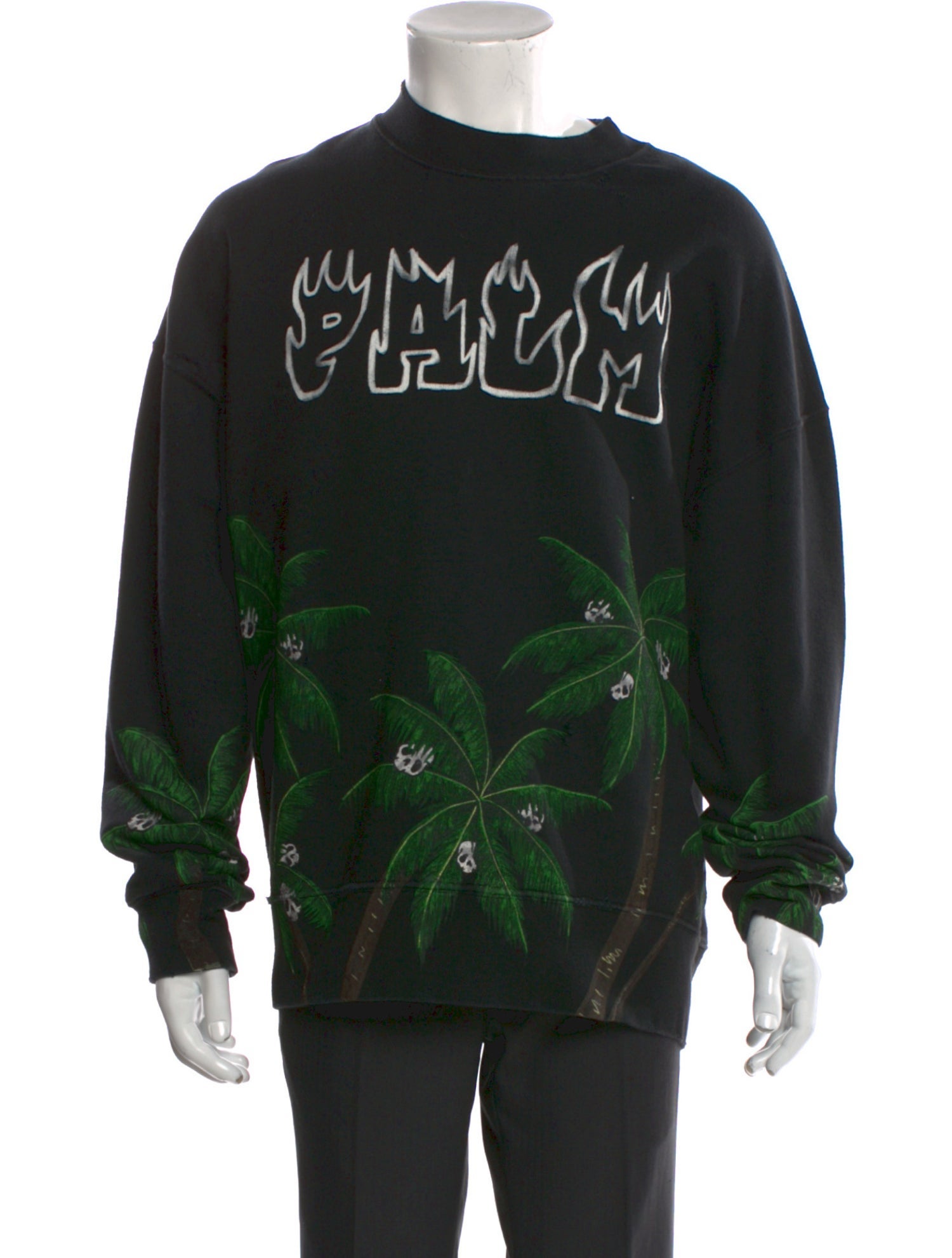 Palm Angels Graphic Print Crew Neck Sweatshirt