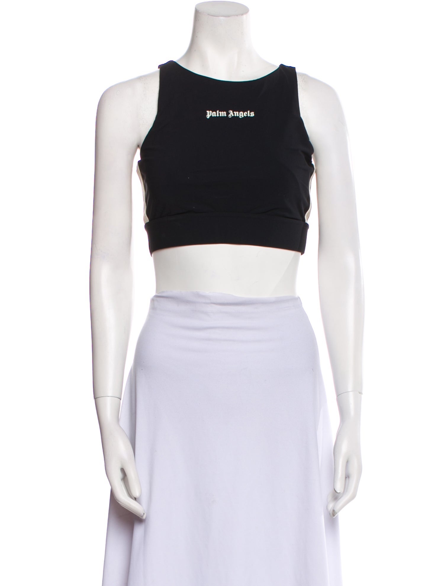Palm Angels Graphic Print Scoop Neck Crop Top