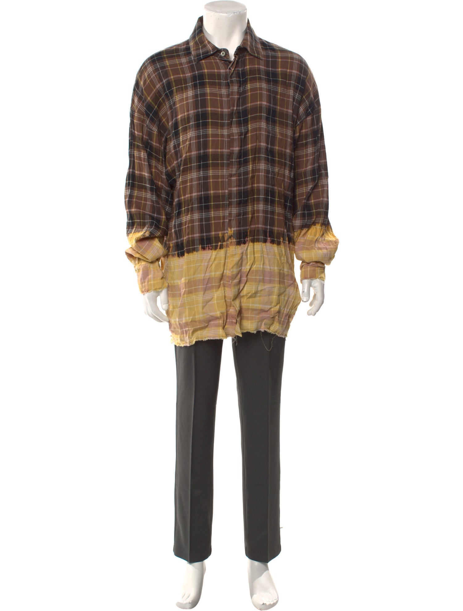 Palm Angels Linen Plaid Print Shirt