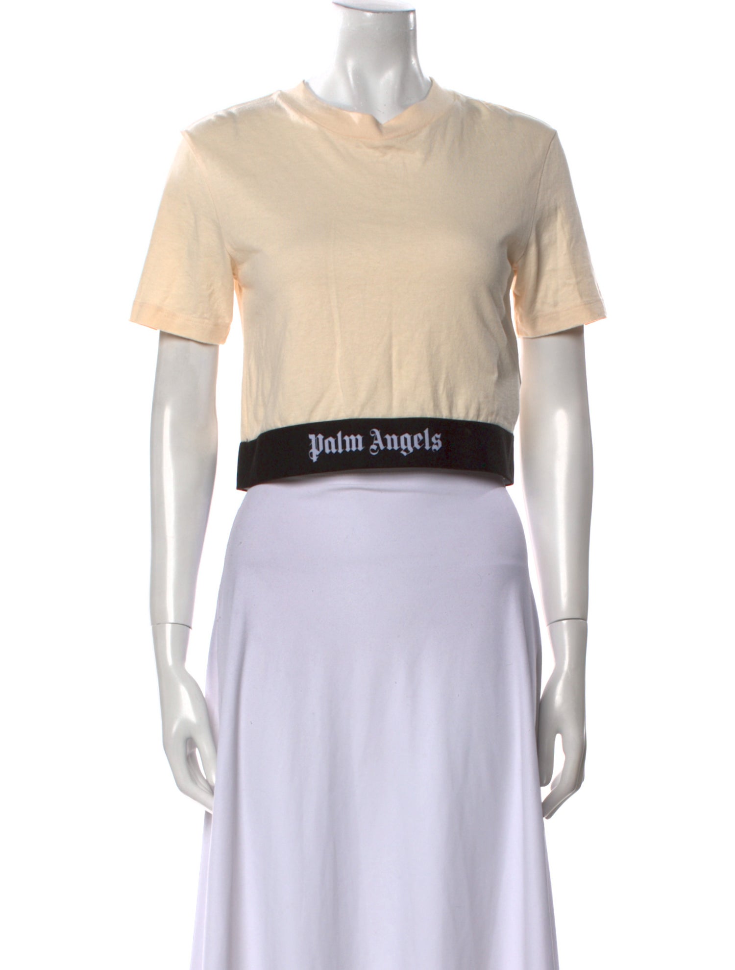 Palm Angels Crew Neck Short Sleeve Crop Top