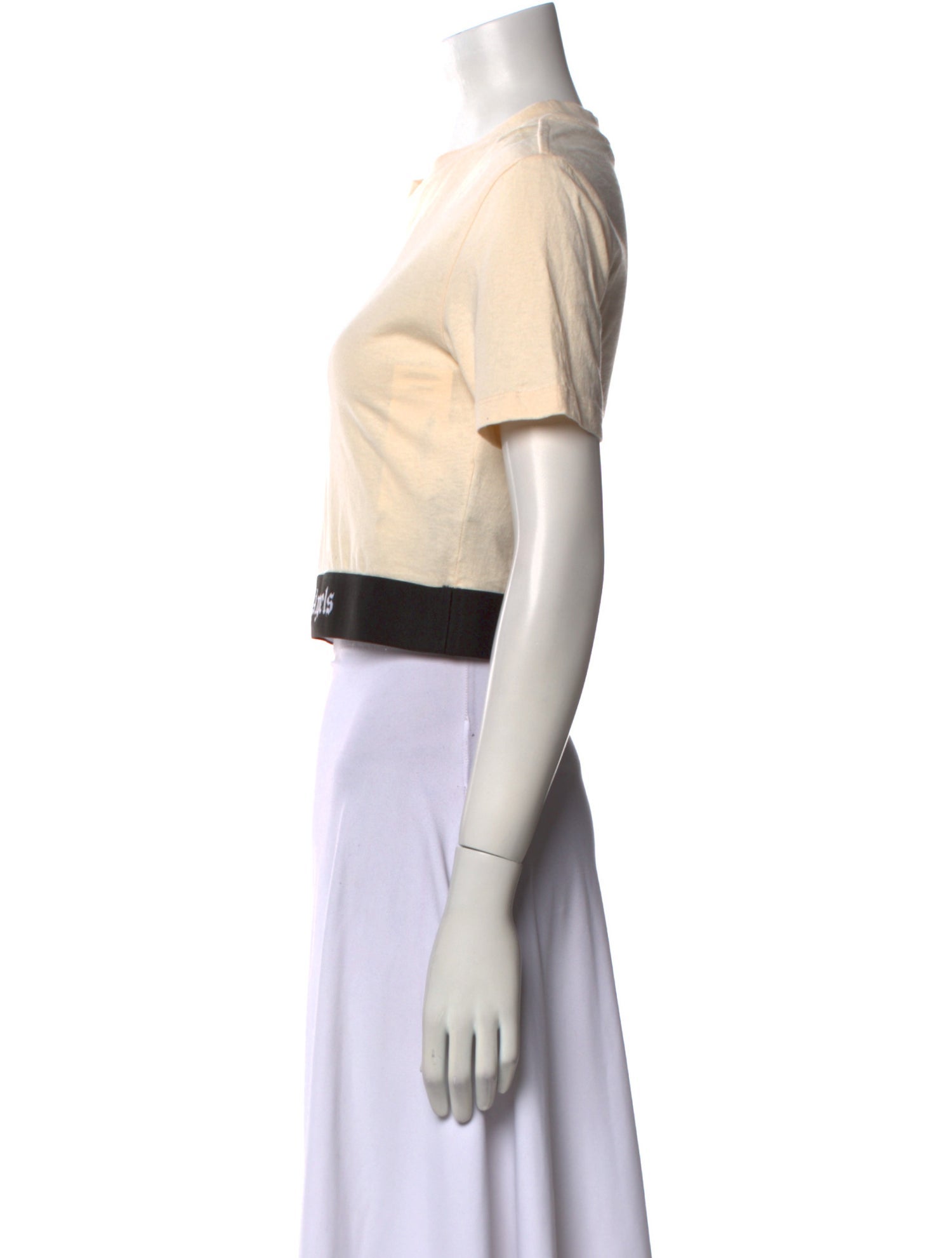 Palm Angels Crew Neck Short Sleeve Crop Top