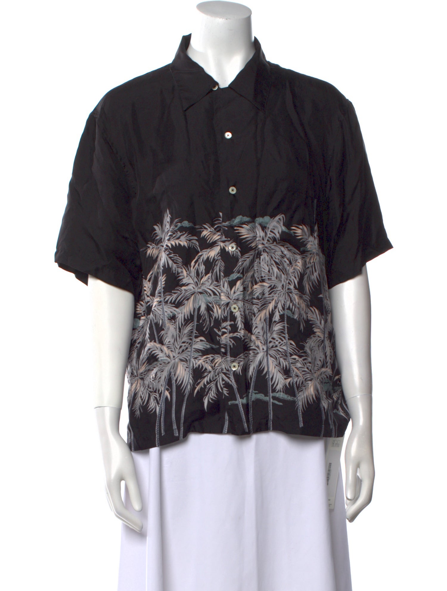 Palm Angels Silk Printed Button-Up Top