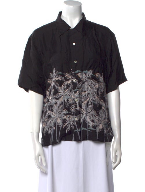 Palm Angels Silk Printed Button-Up Top