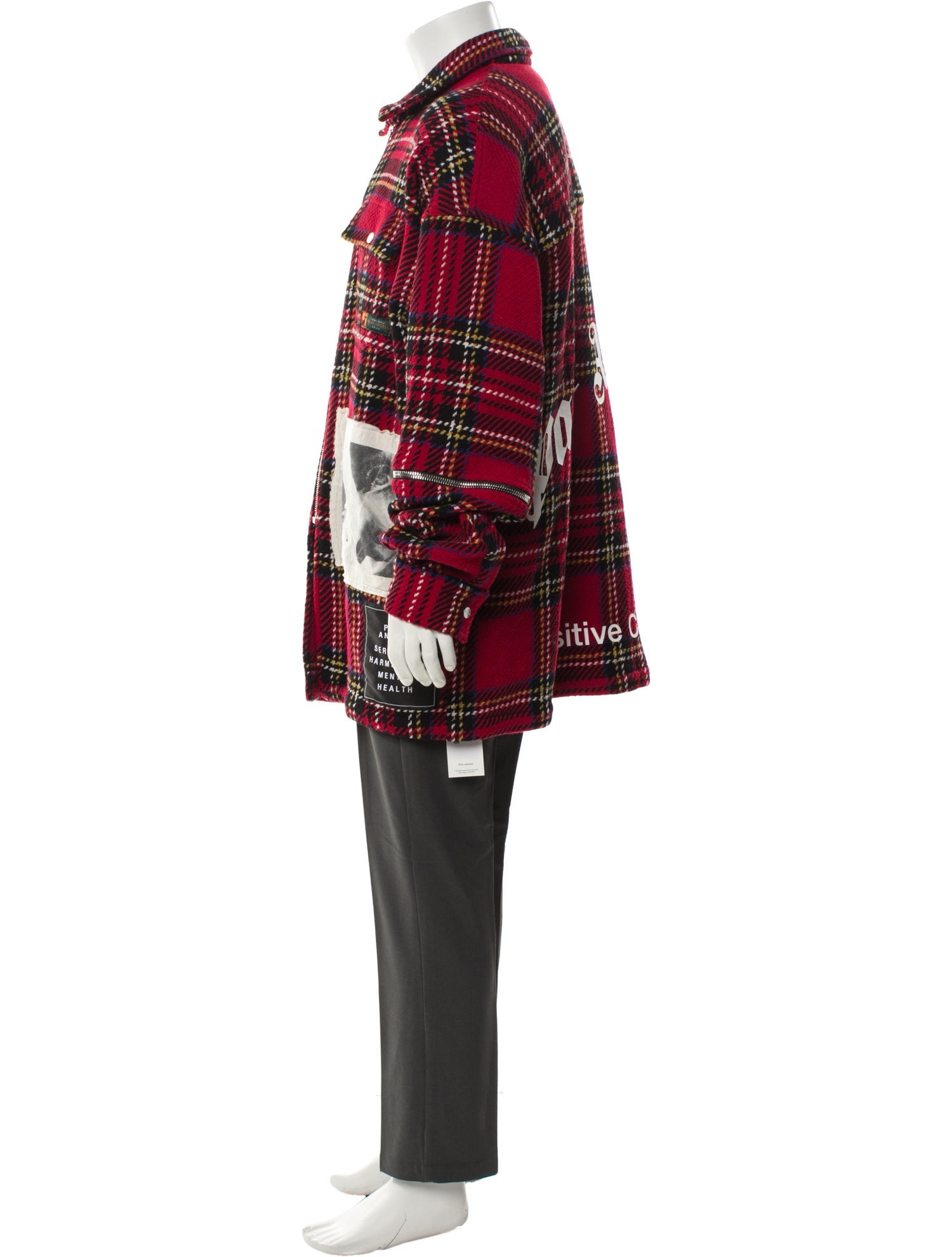 Palm Angels Wool Plaid Print Parka