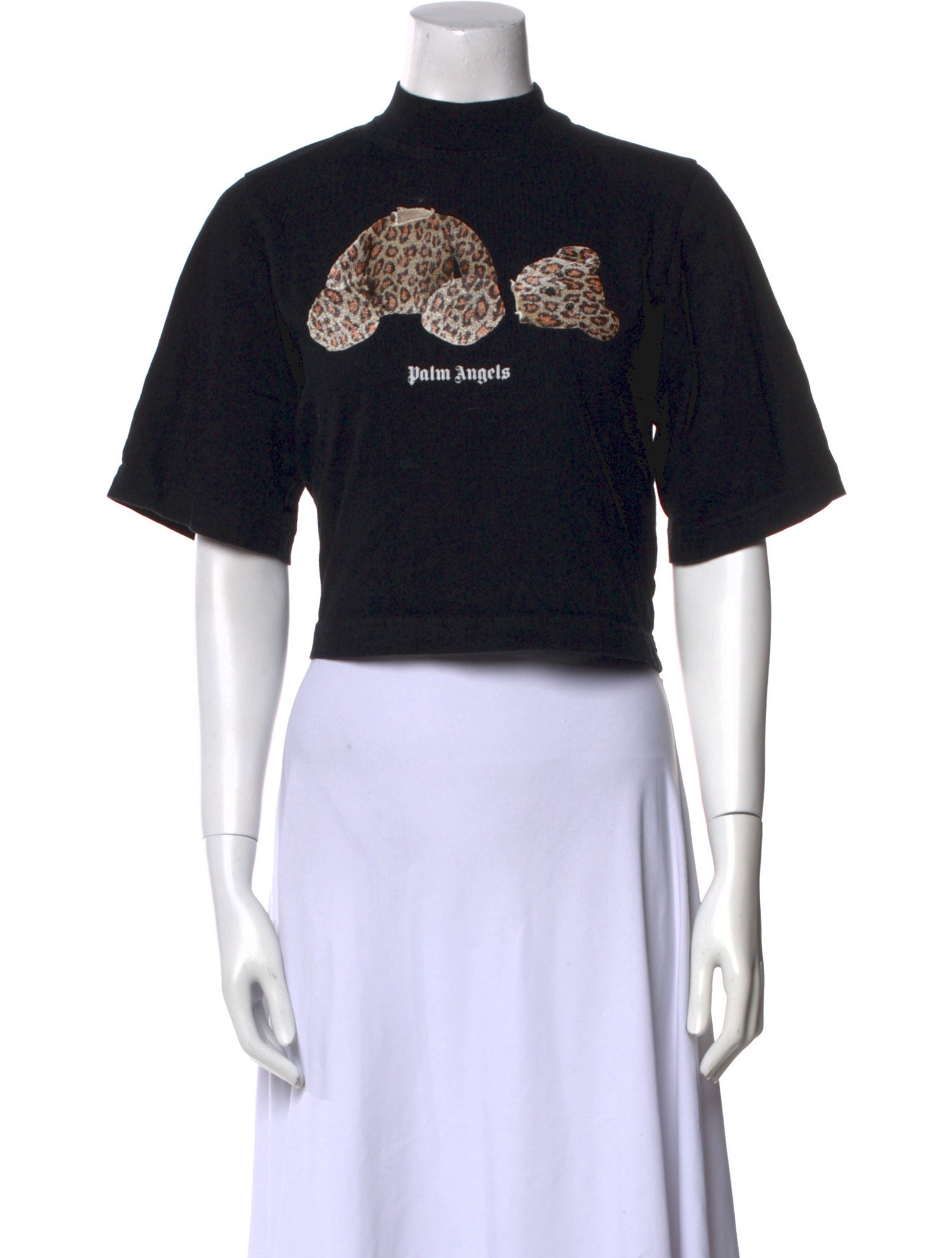 Palm Angels Graphic Print Mock Neck Crop Top