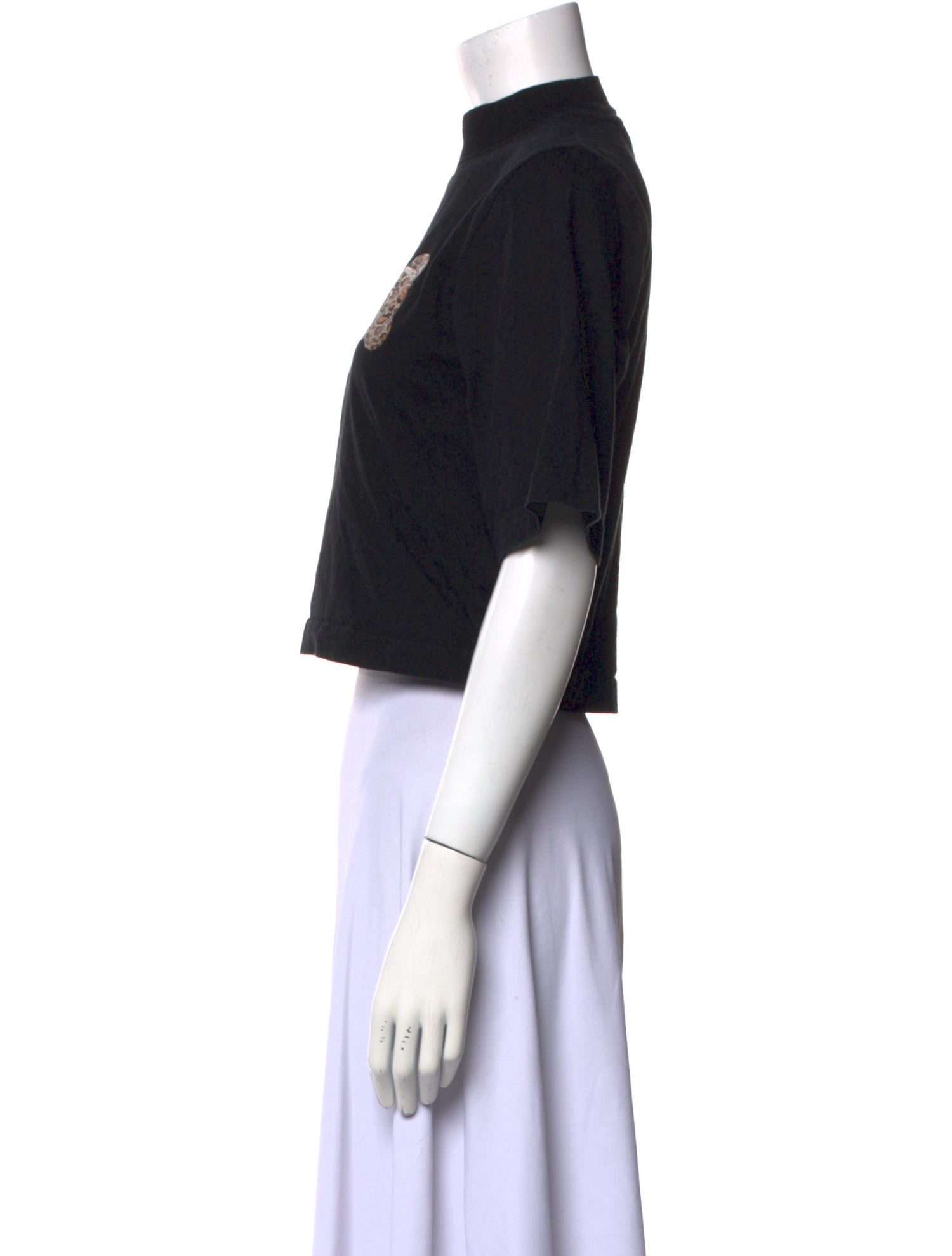 Palm Angels Graphic Print Mock Neck Crop Top