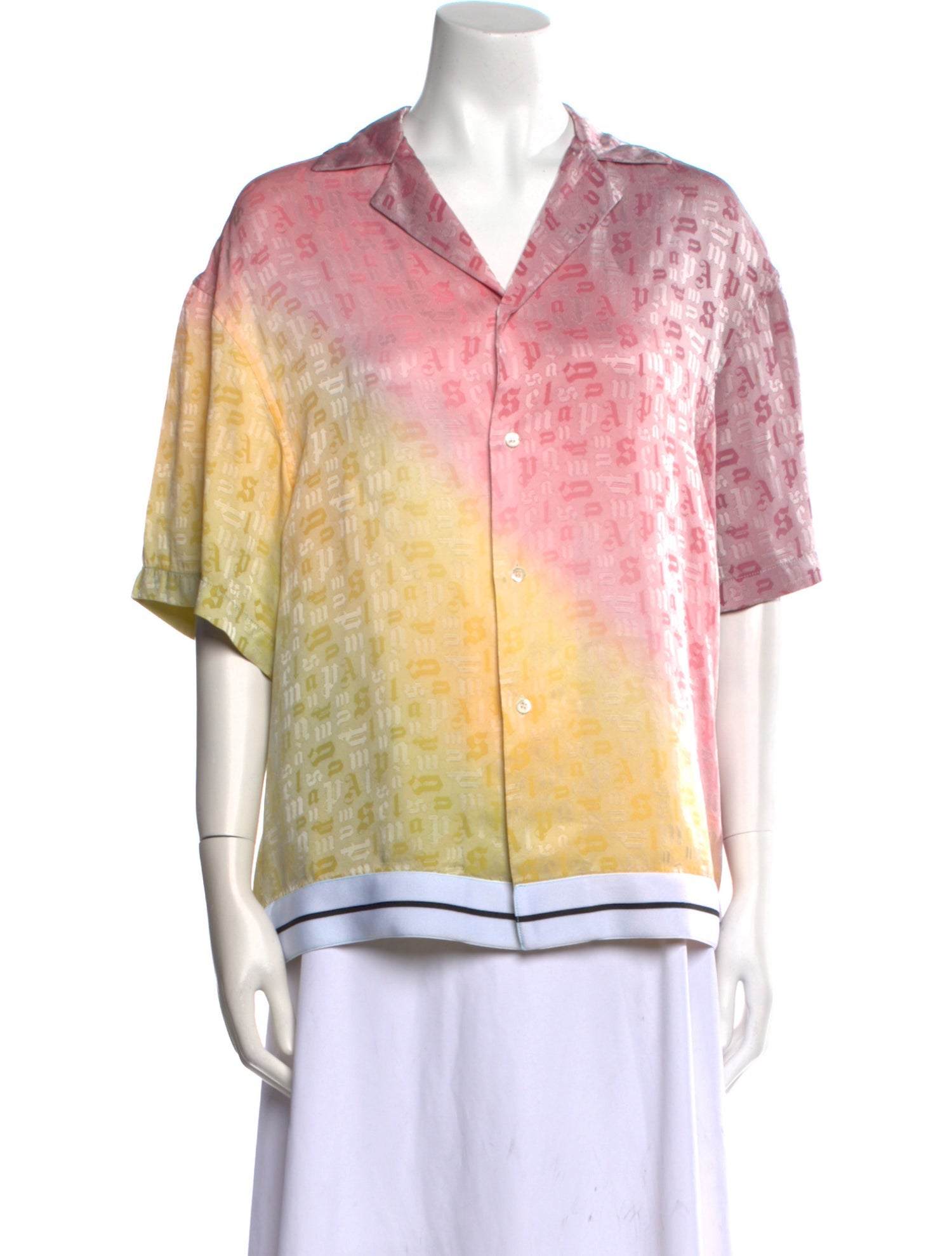 Palm Angels Tie-Dye Print V-Neck Button-Up Top w/ Tags