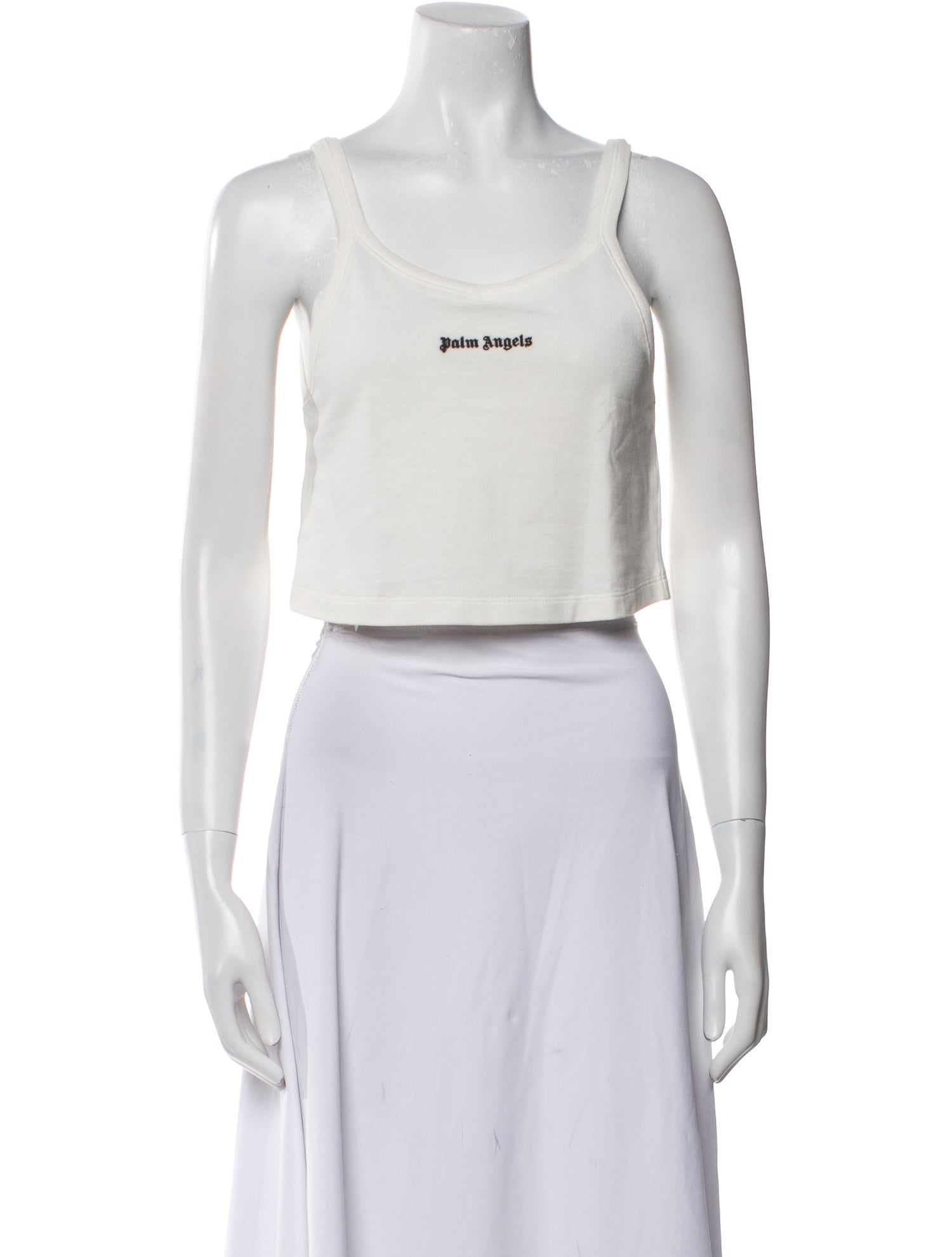 Palm Angels Graphic Print Scoop Neck Crop Top