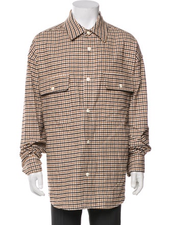 Palm Angels Plaid Print Puffer Coat