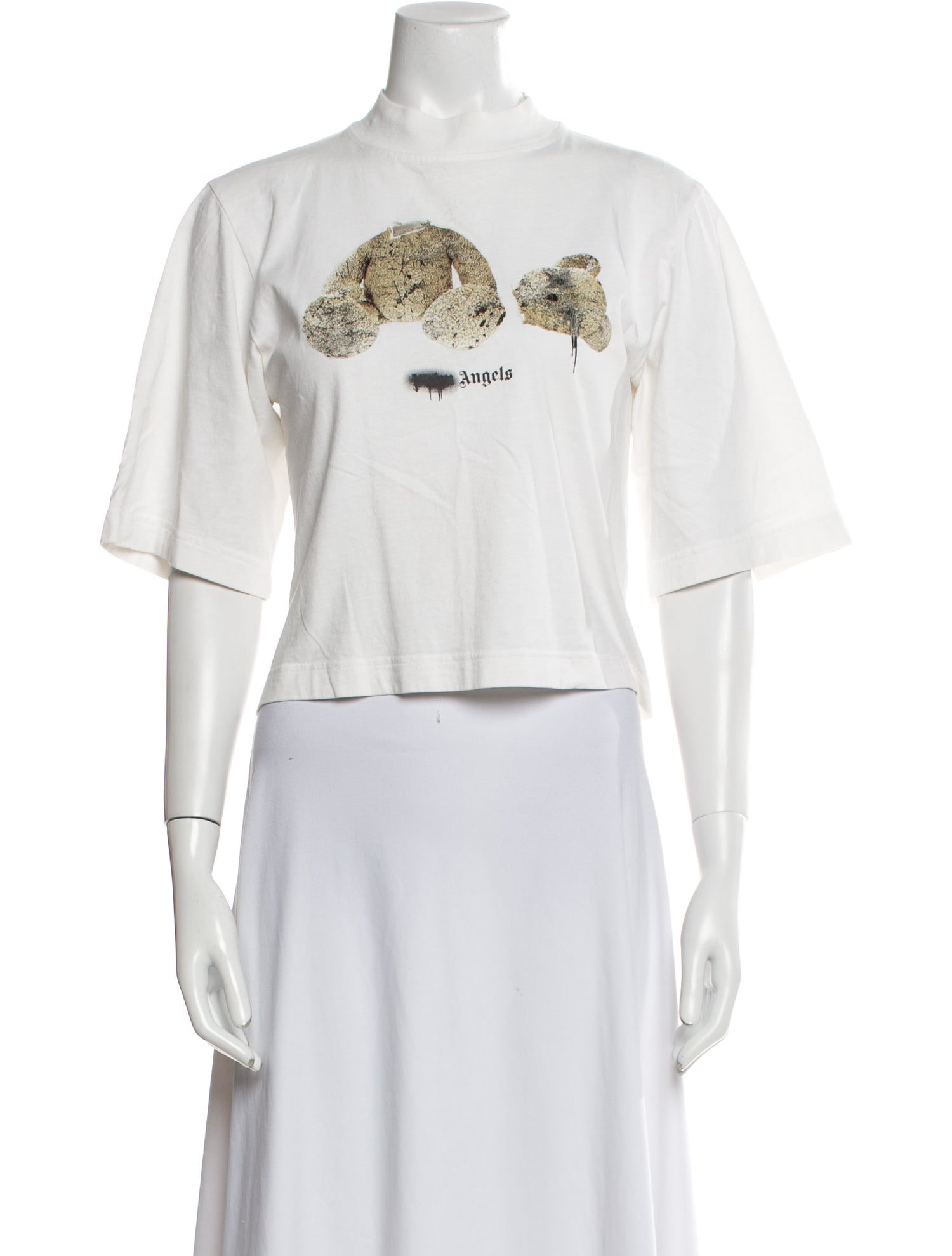 Palm Angels Graphic Print Crew Neck Crop Top