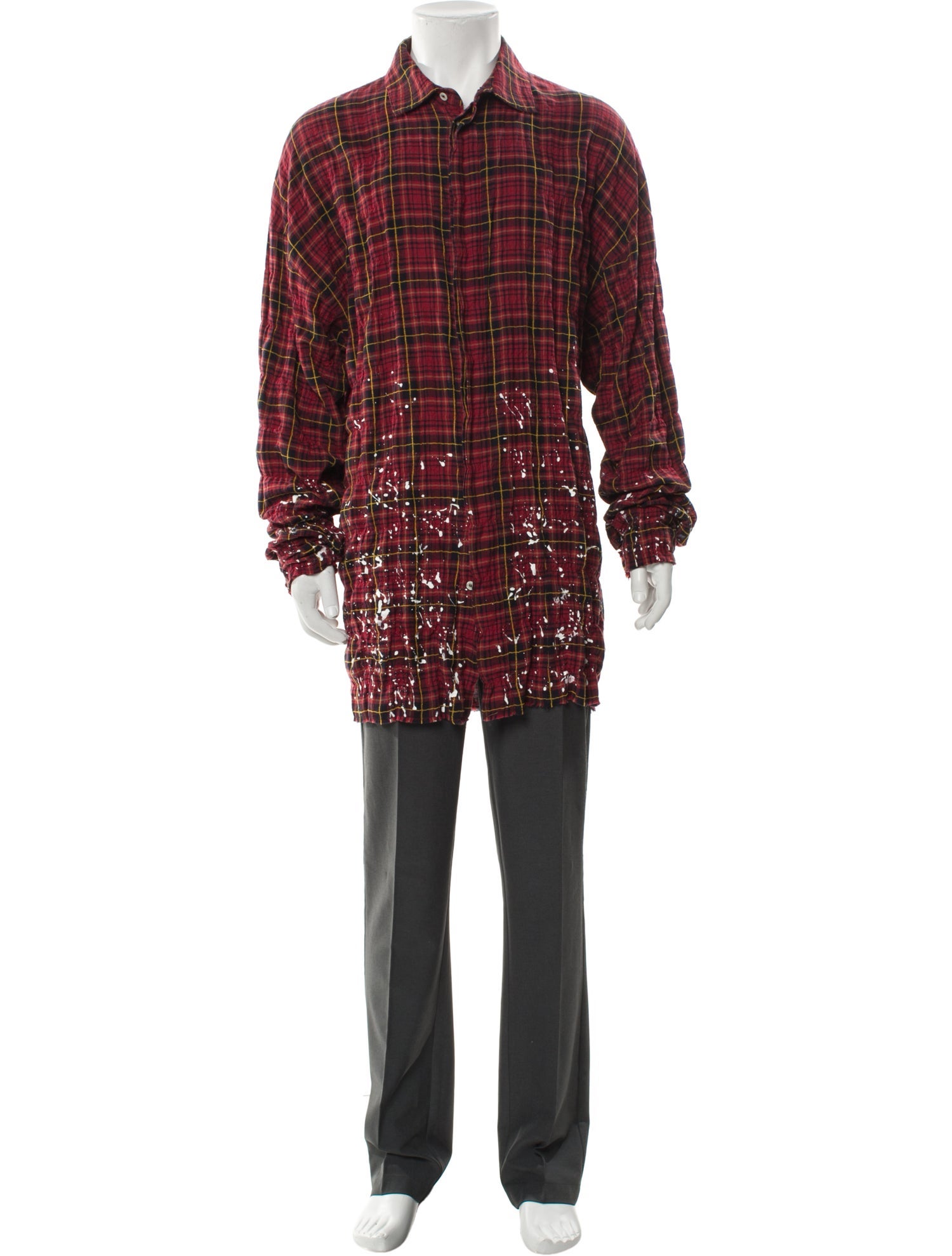 Palm Angels Plaid Print Long Sleeve Shirt