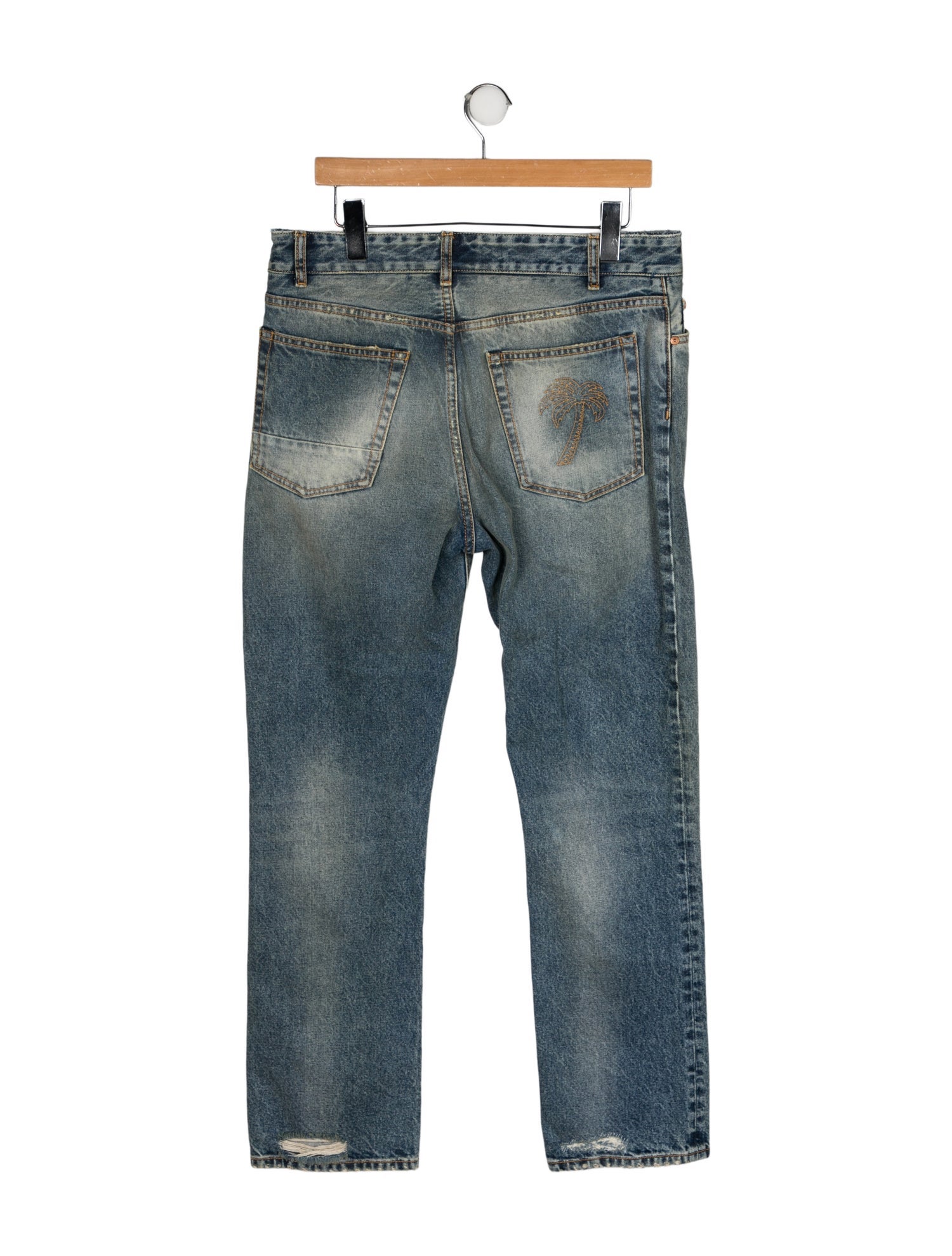 Palm Angels High-Rise Straight Leg Jeans
