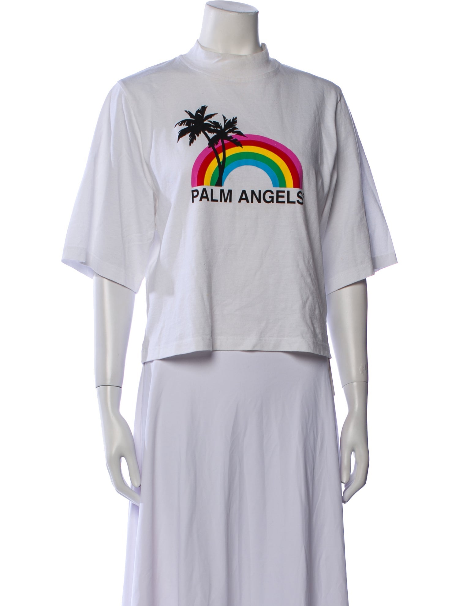 Palm Angels Graphic Print Mock Neck T-Shirt