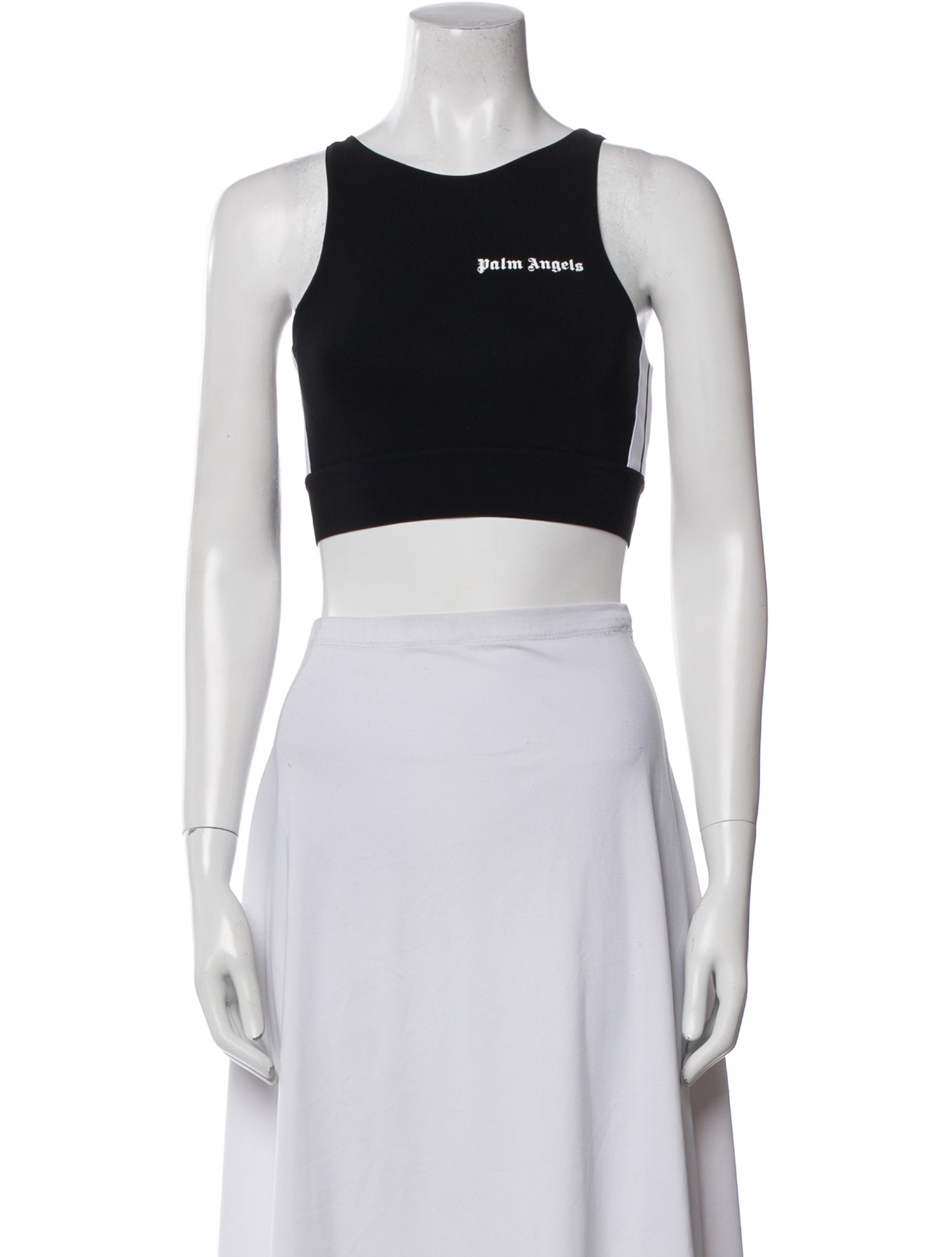 Palm Angels Graphic Print Scoop Neck Crop Top