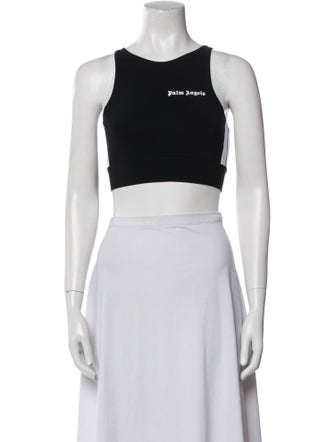 Palm Angels Graphic Print Scoop Neck Crop Top