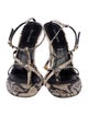 Palm Angels Leather Animal Print T-Strap Sandals