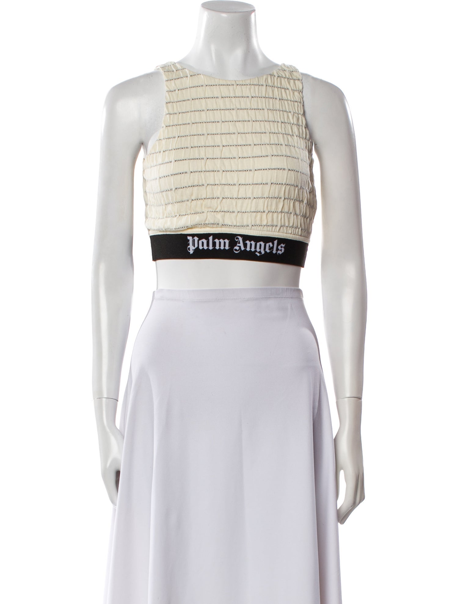 Palm Angels Graphic Print Scoop Neck Crop Top