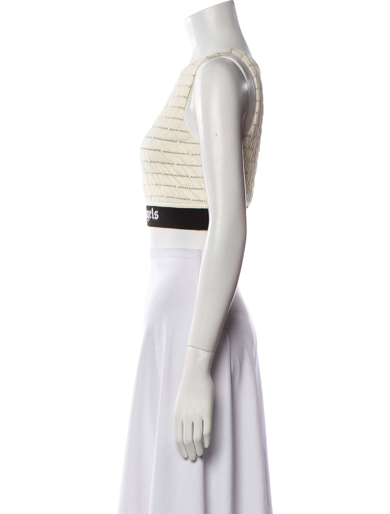 Palm Angels Graphic Print Scoop Neck Crop Top