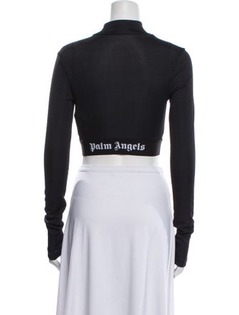 Palm Angels Mock Neck Long Sleeve Crop Top